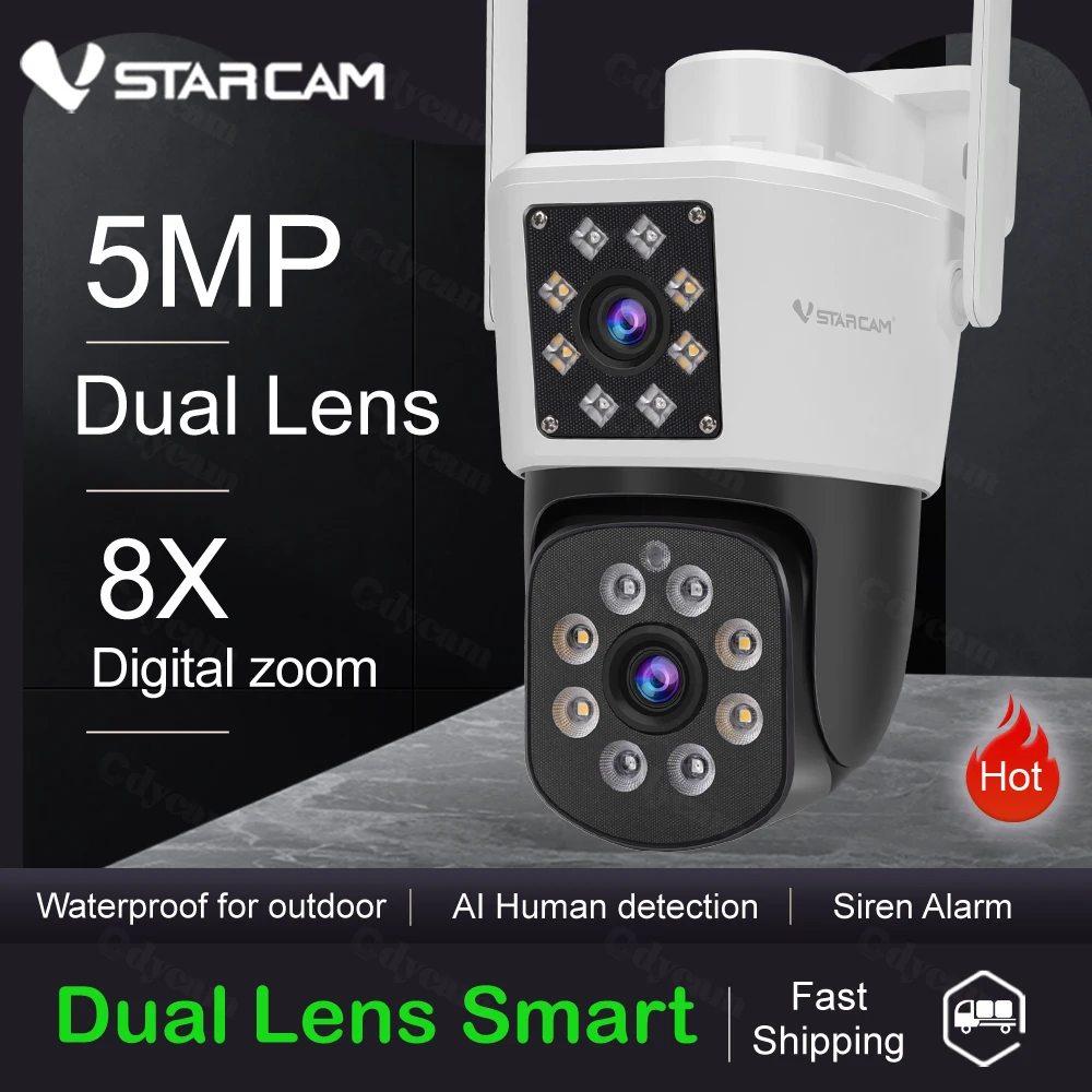 Vstarcam C662DR 5MP Dual Lens Dual Screen 8X Zoom PTZ WiFi Camera